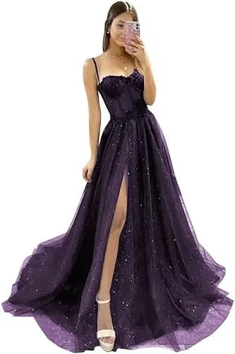 Женское вечернее платье с пайетками A-line Sweetheart Prom, Grape
