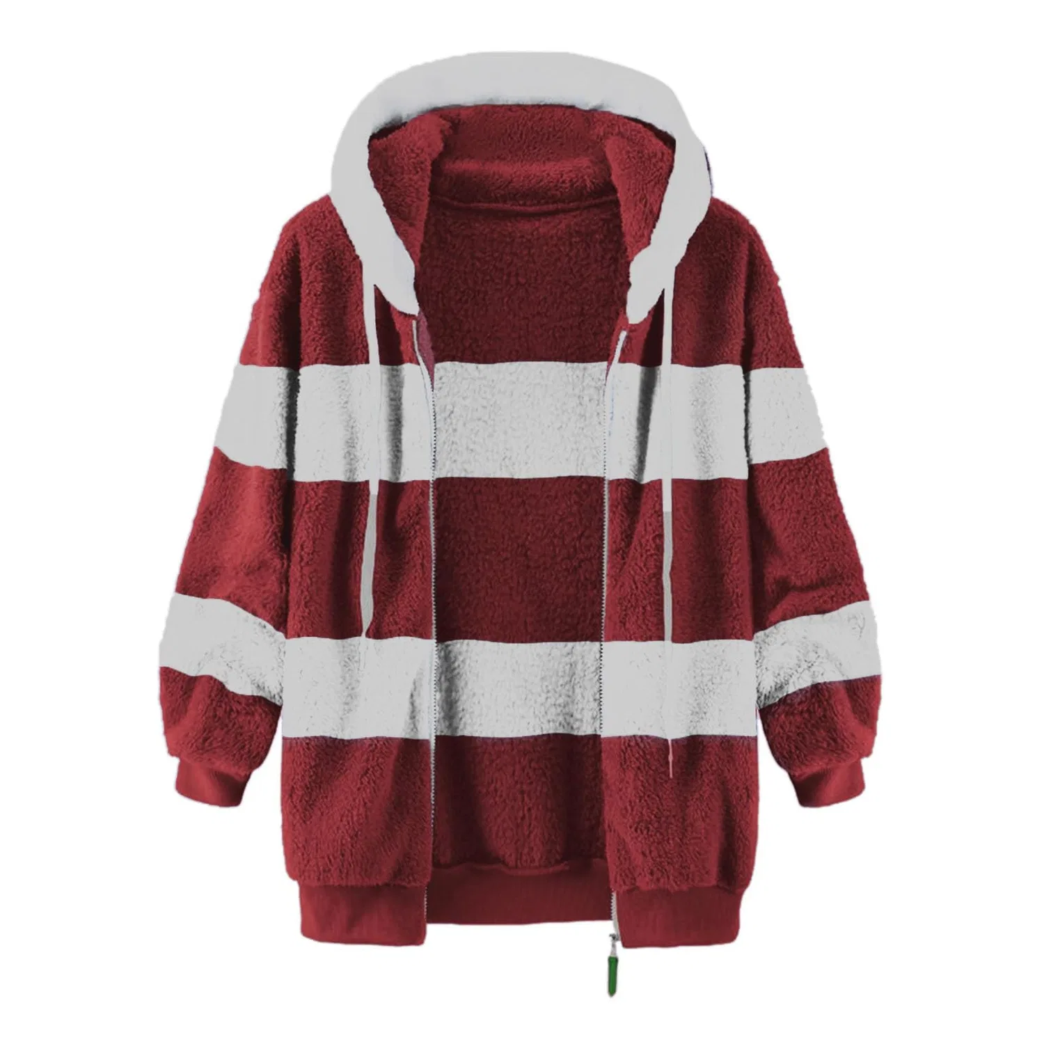 Женская флисовая куртка с капюшоном и принтом, Warm Fleece Teddy, Rosso — фото 4