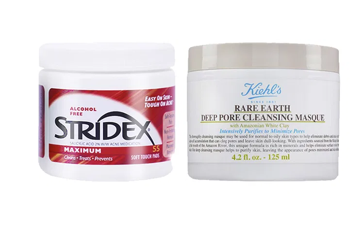 Набор для ухода за кожей Kiehl's Amazon White Clay 125ml, STRIDEX Salicylic Acid Acne Treatment Cotton Pads, Red Bottle, Upgraded, Kiehl's, STRIDEX