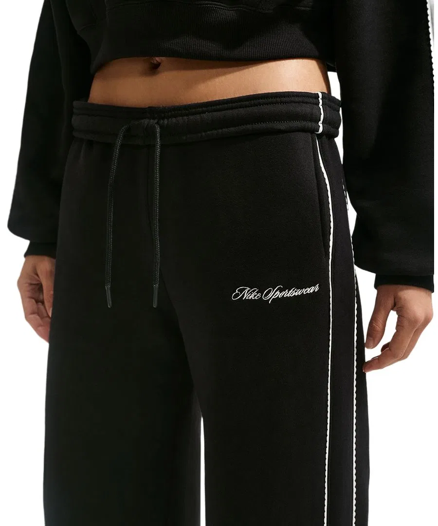 Брюки для женщин Nike Studio Fleece, свободный крой, широкие штанины, Total Black — фото 4
