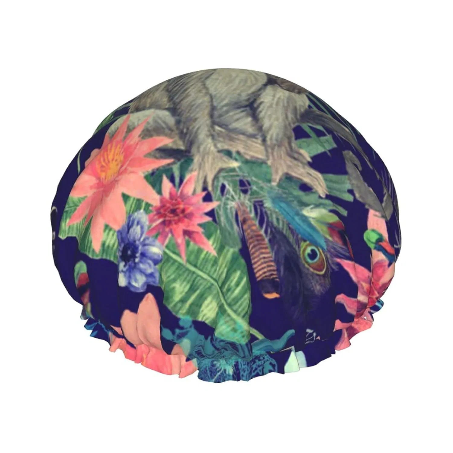 Шапочка для душа Double Layer Waterproof Debou, Monkey Peacock Print, 27.7 cm