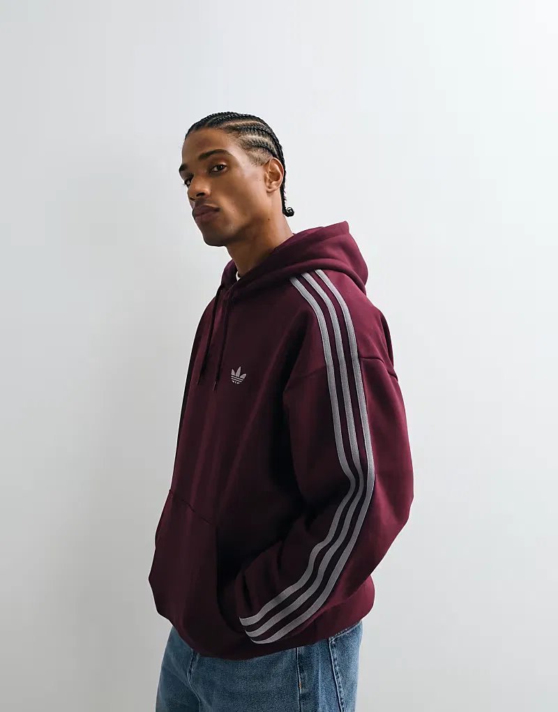 Худи Adidas Originals с тремя полосками, бордовый