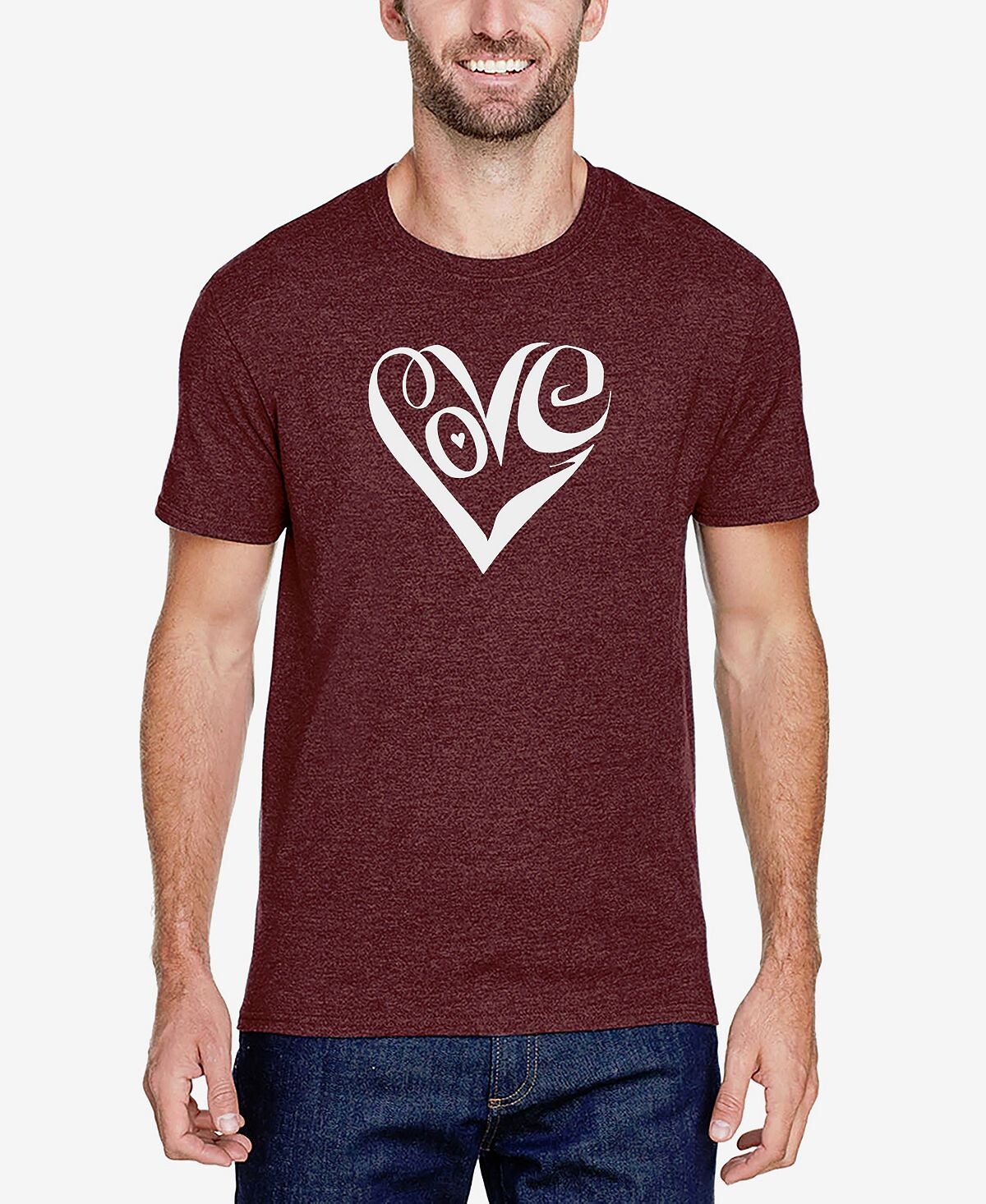 

Мужская футболка premium blend word art script love heart LA Pop Art, Коричневый, Мужская футболка premium blend word art script love heart LA Pop Art