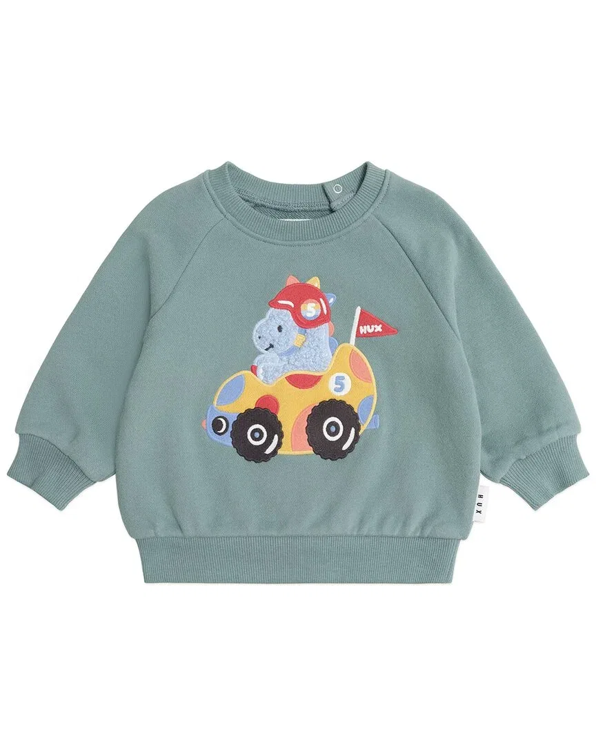 Детский свитшот с вышивкой динозавра Racer Dino Huxbaby, зеленый