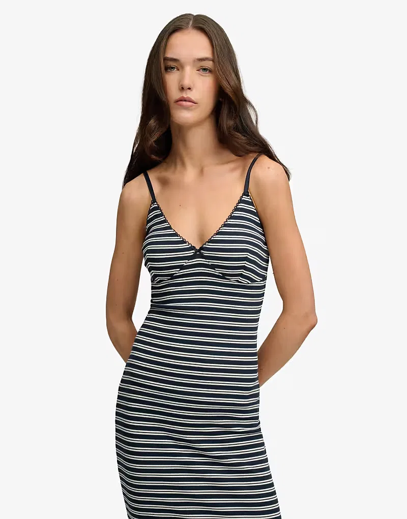 Платье макси Stripe из ребристого трикотажа в полоску затмение Superdry, мультиколор — фото 2