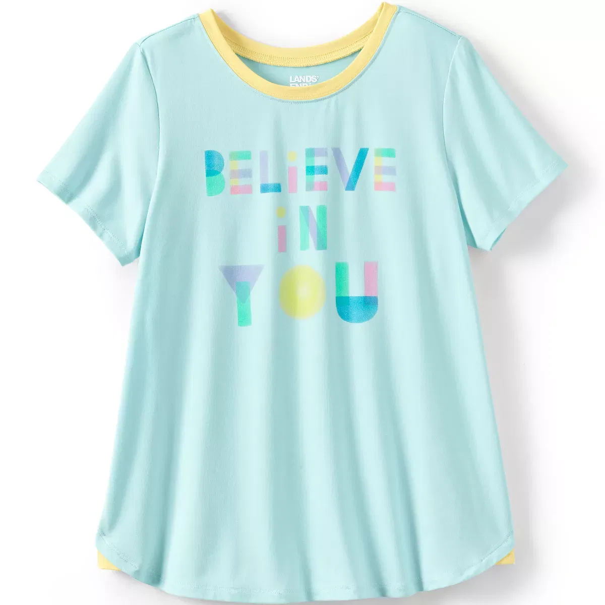 Детская футболка с коротким рукавом Lands' End, Aqua Ice Believe You