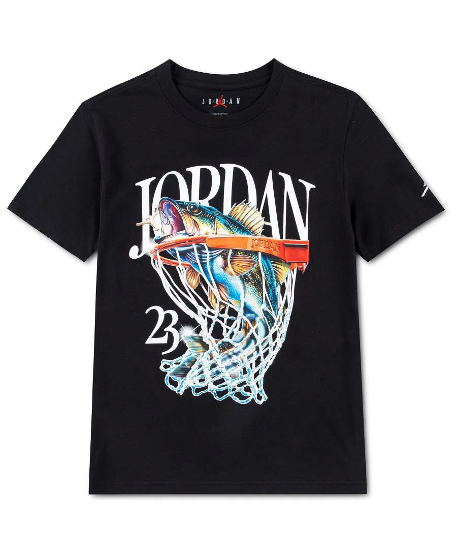Детская футболка с коротким рукавом с принтом Catch of the Day Jordan, Black
