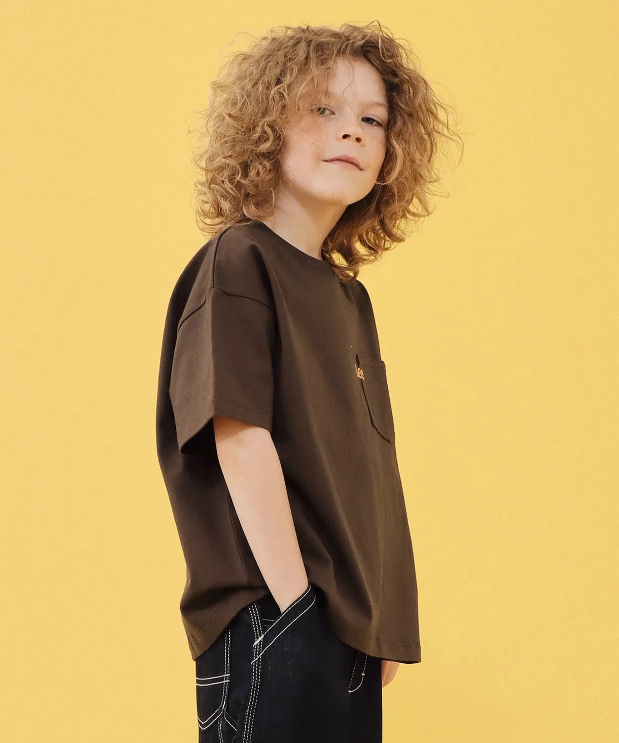 Детская футболка с длинным рукавомLee Logo Pocket T-Shirt Lee, Brown — фото 4