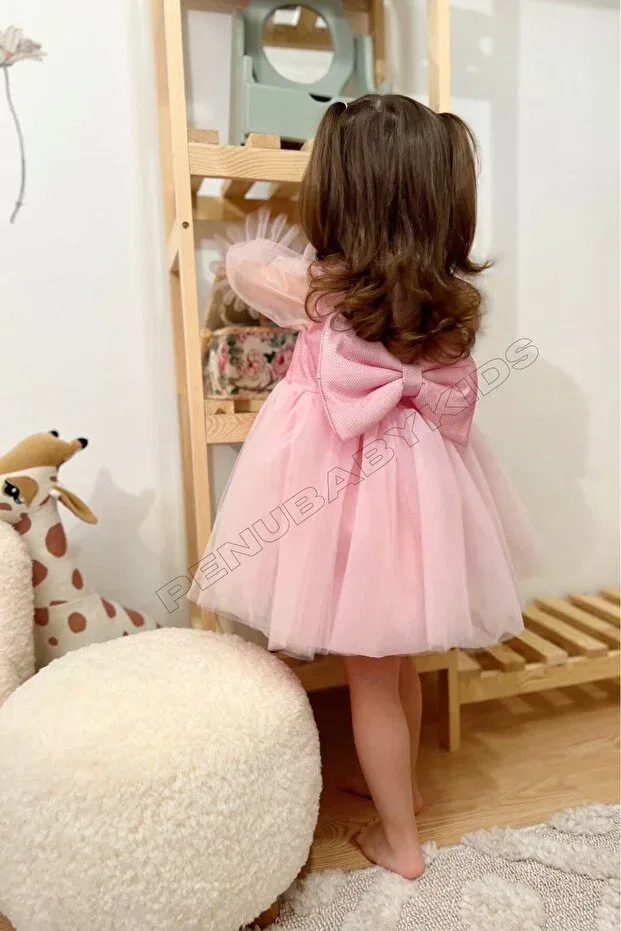 Детское платье для девочек с длинным рукавом Penu Baby Kids, Pink — фото 4