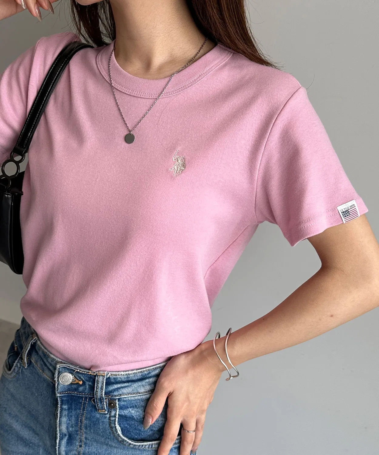 Женская футболка с длинным рукавомбез принта U.S. POLO ASSN., Pink