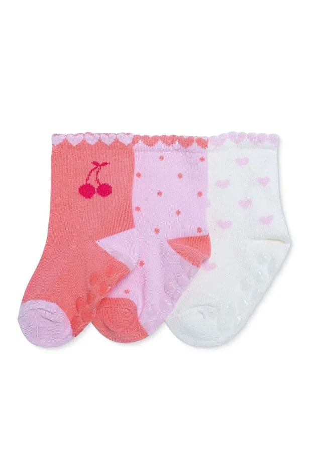Детские носки для девочек с принтом фруктов 3-шт Hellobaby, Pink Ebebek Hello Baby