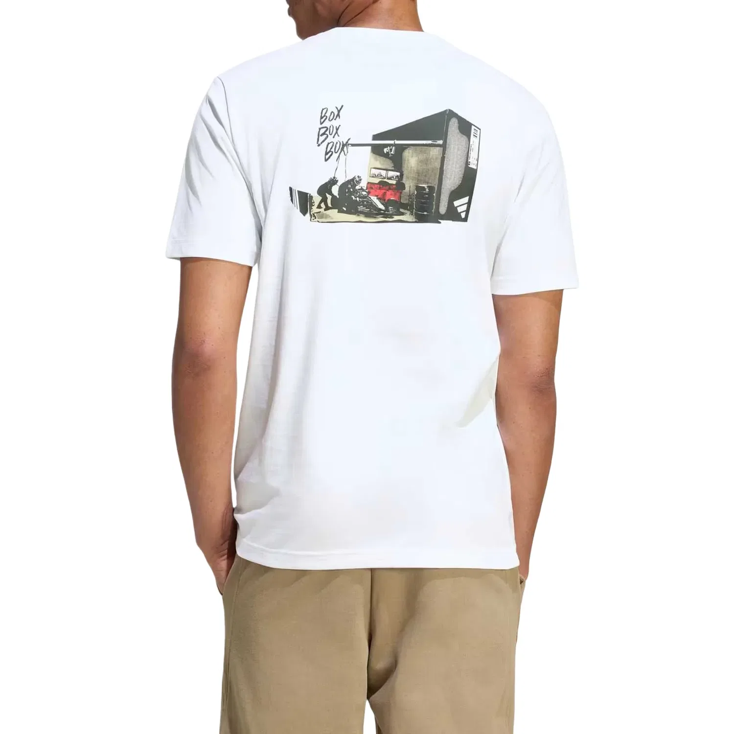 Мужская футболка Motorsport Box 3 Graphic T-Shirt Asia Sizing 'White' adidas, белый — фото 3