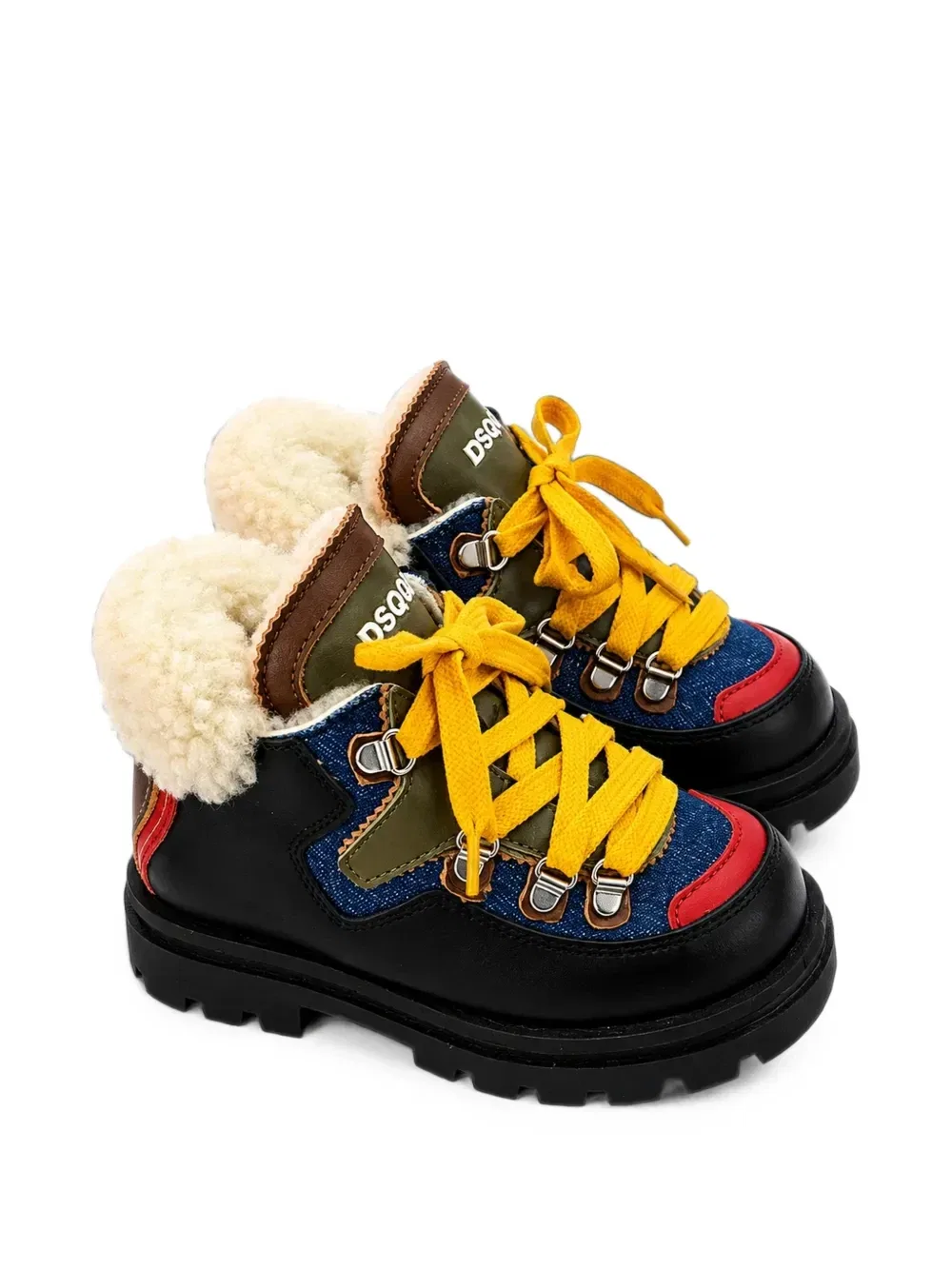 Ботинки с отделкой из овчины DSQUARED2 KIDS, черный