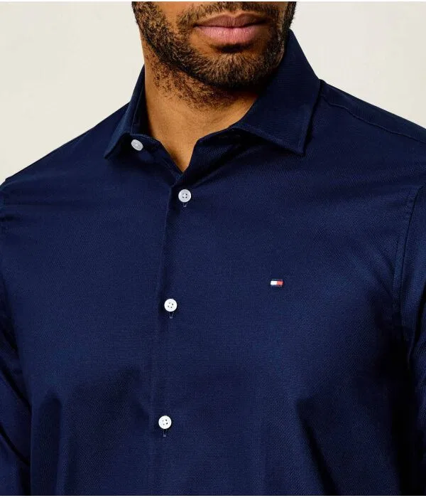 Мужская рубашка с длинным рукавом Slim Fit Tommy Hilfiger, Blu Marino — фото 4