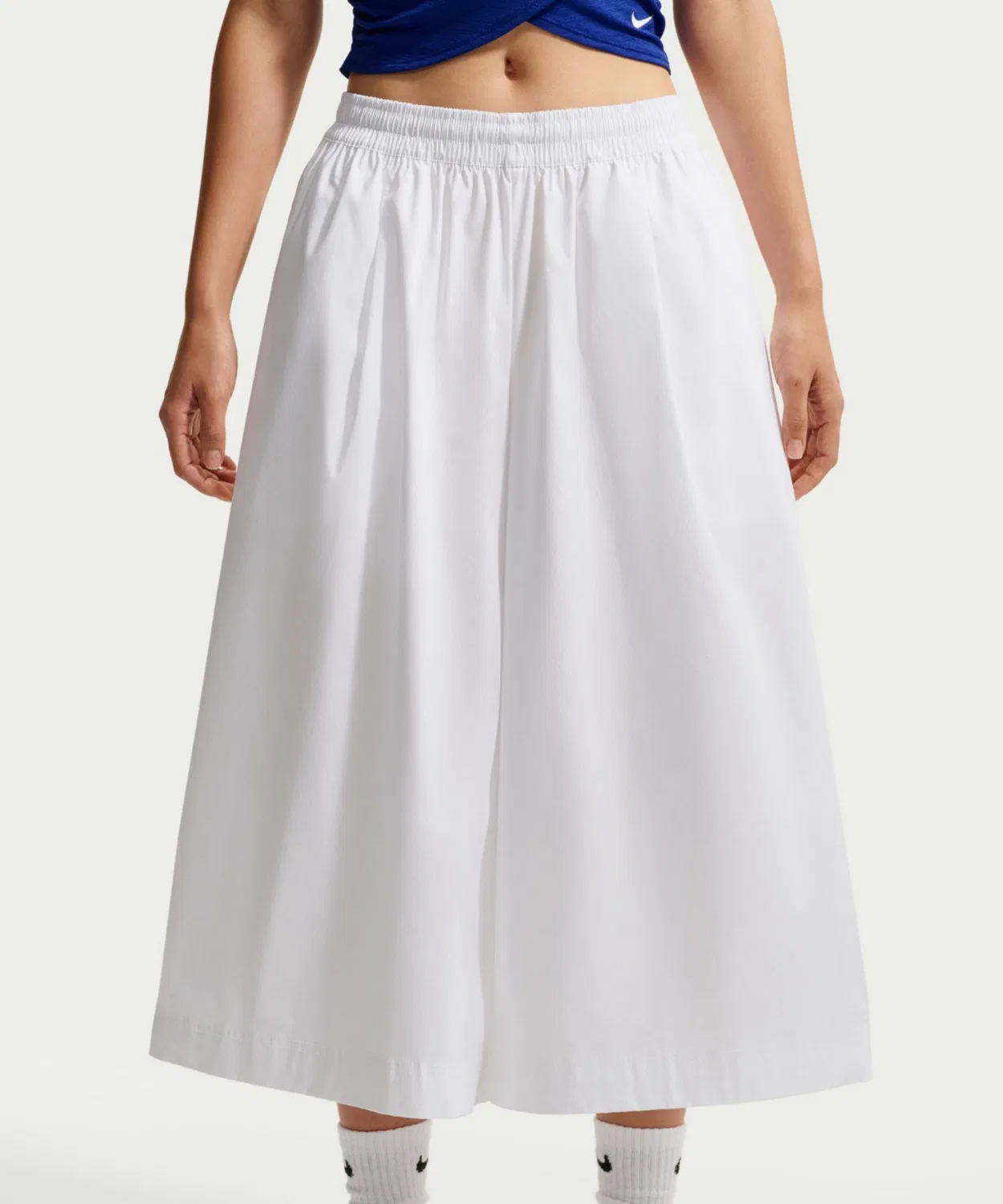 Женские широкие укороченные брюки-кюлоты из поплина Nike Sportswear Mid-Rise Poplin Culottes, Белый