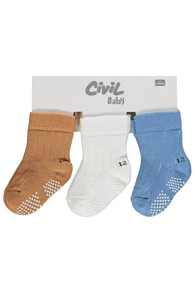 Детский набор носков для мальчиков с антискользящим покрытием Double Print Anti-Slip Civil Baby, Standard — фото 2