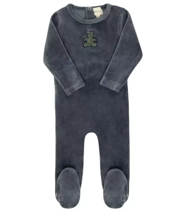 Детский комплект из велюра с принтом Bear Collection Ely'S & Co., синий — фото 2