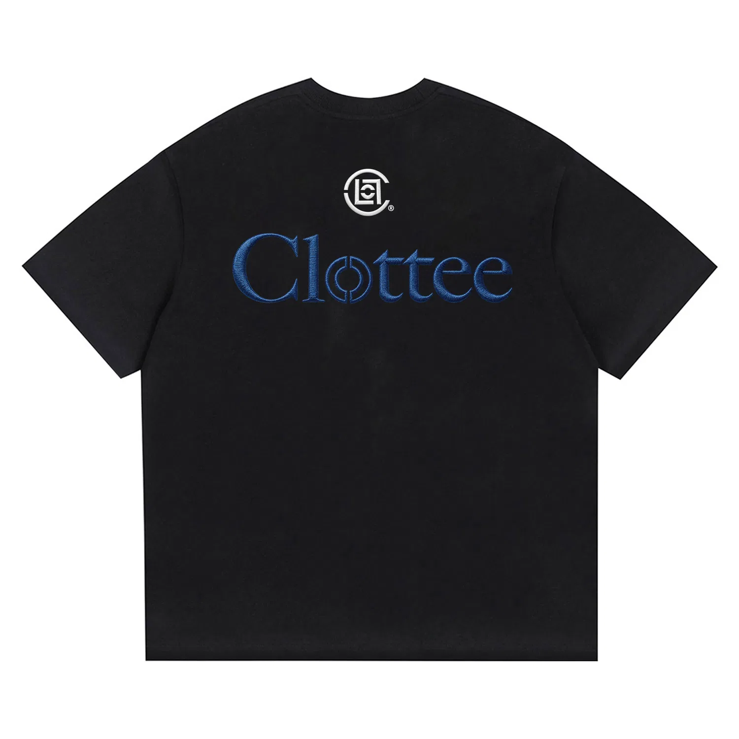 Детская футболка с круглым вырезом и принтом Unisex Crew Neck Moderate Straight Fit CLOT, Black With Blue And White Embroidery