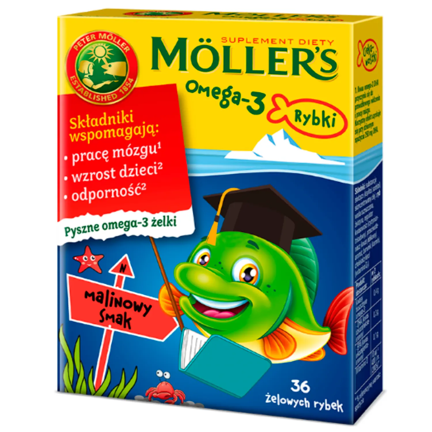 

Möller's Omega-3 желейная Добавка со вкусом малины, 36 шт./уп.