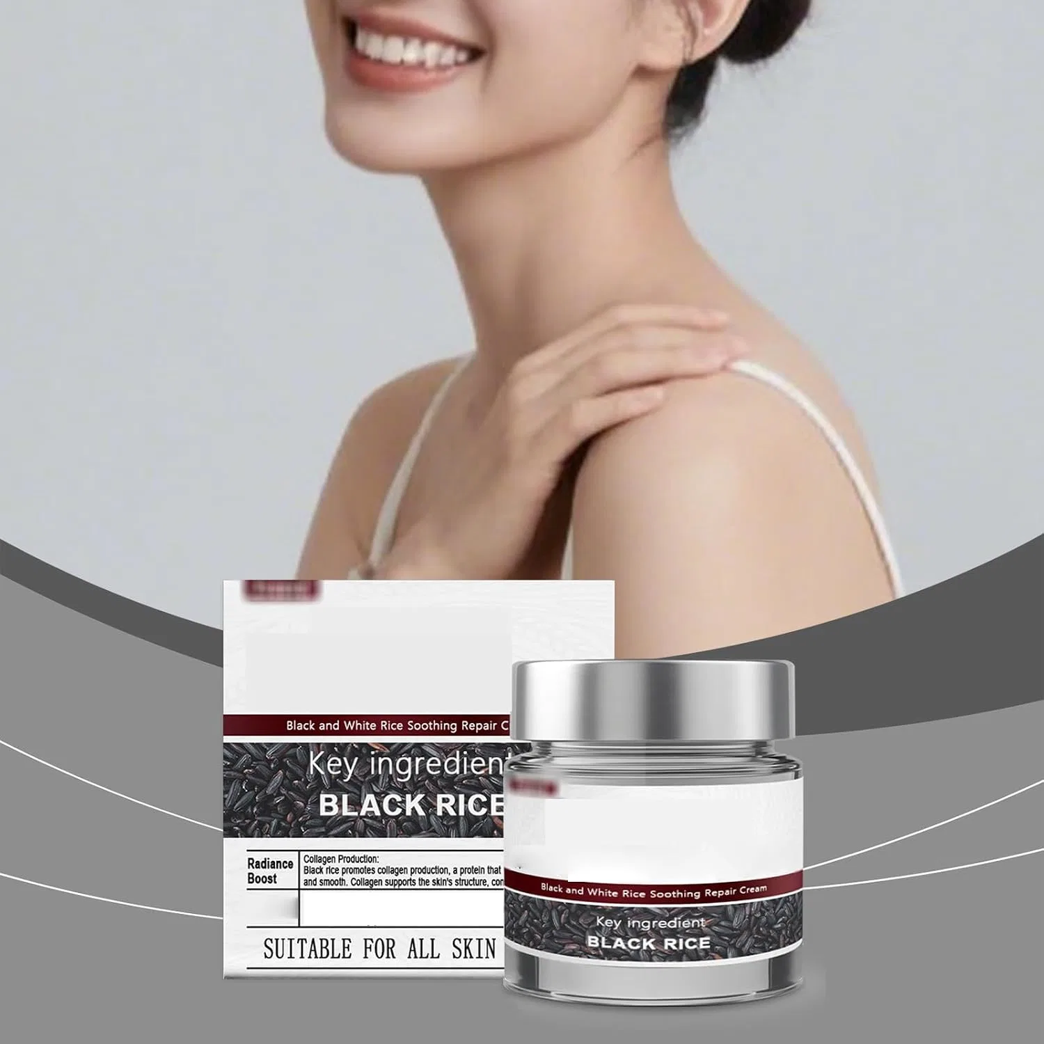 Крем для лица и тела Black Rice Repair, восстанавливающий, увлажняющий, 3 шт по 100 мл, LinBomZony — фото 2