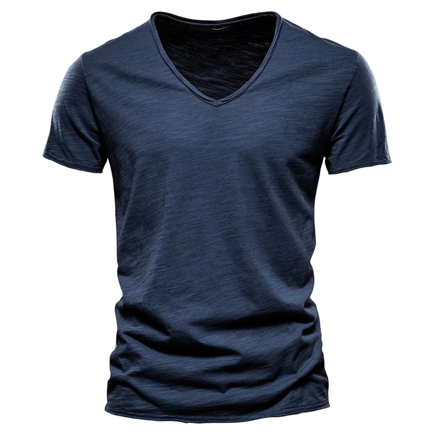 Мужская хлопковая футболка с v-образным вырезом, Blue Navy
