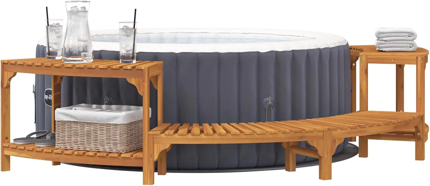 No brand Обрамление для гидромассажной ванны, Acacia Solid Wood, 252 x 112 x 55.5 см, Brown — фото 3