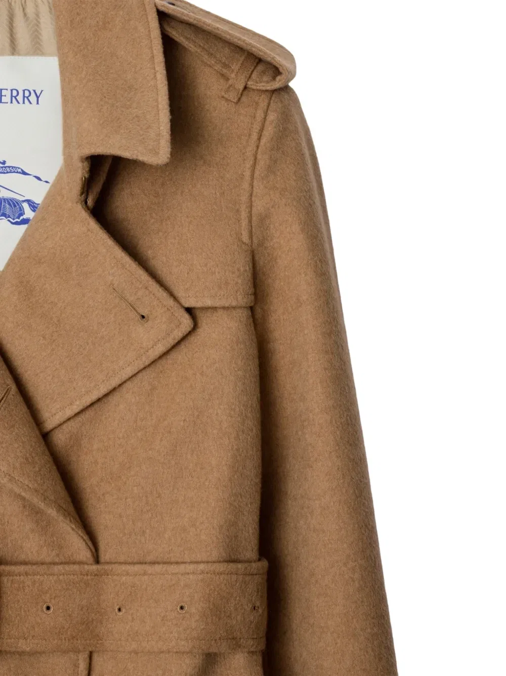 Длинное кашемировое пальто-тренч Kensington BURBERRY, бежевый — фото 2