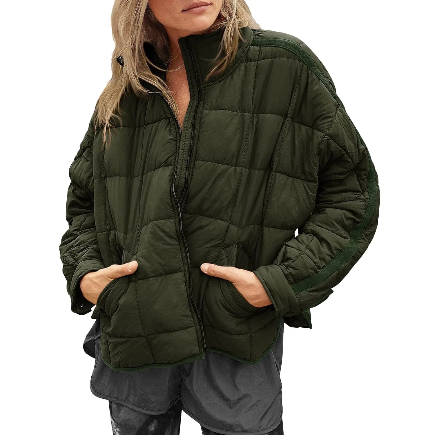 Женское утеплённое пальто с принтом, модель Packable Down Jacket, green