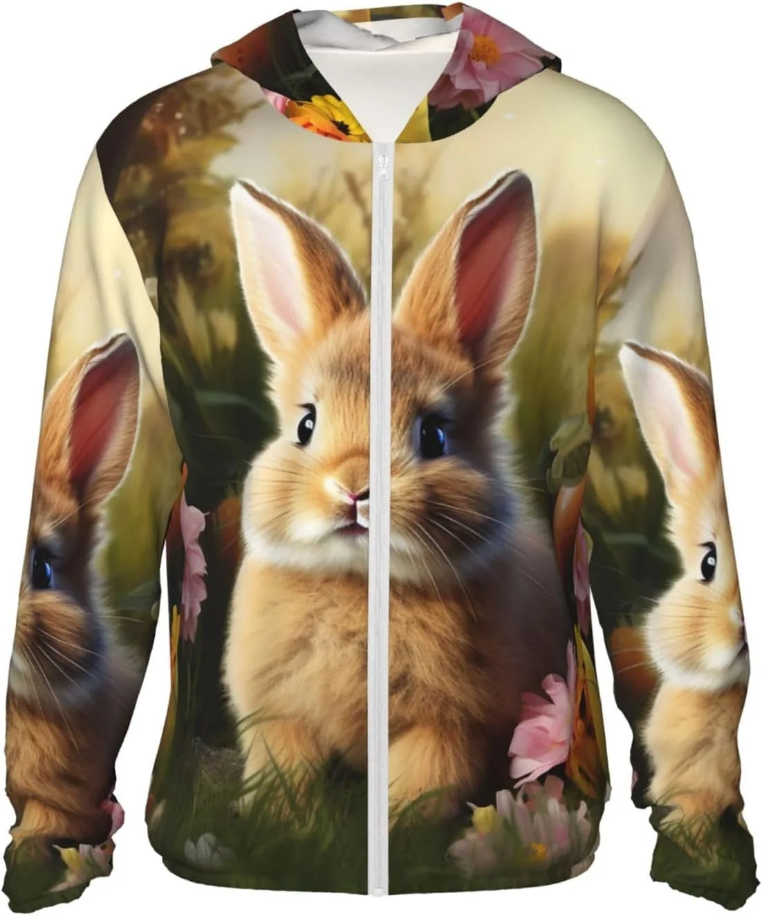 

Толстовка с капюшоном Easter Bunny, весенняя бабочка, с защитой от солнца UPF 50+, на молнии, с карманом HJBNW