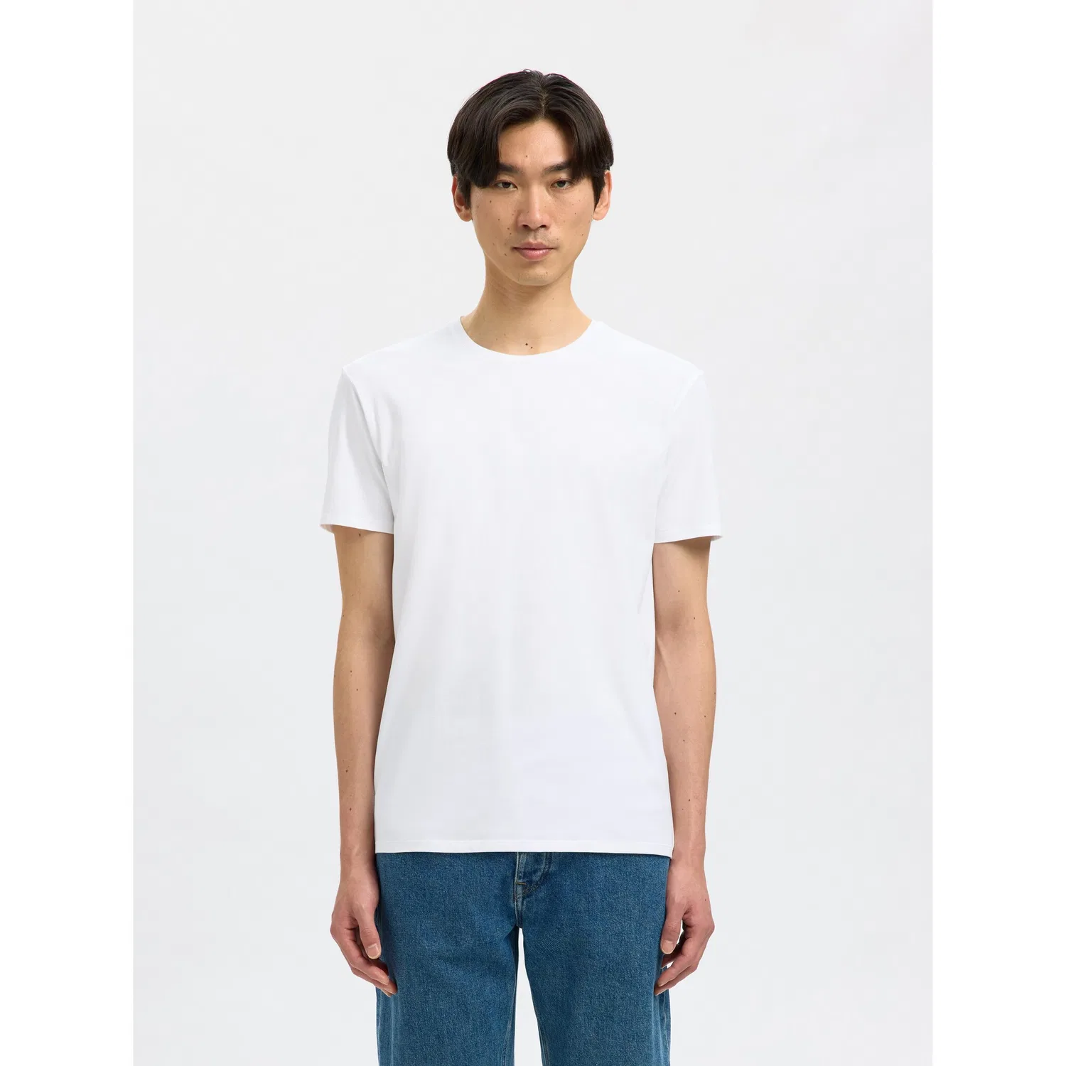 Детская хлопковая футболка с круглым вырезом SELECTED, Bright White — фото 3