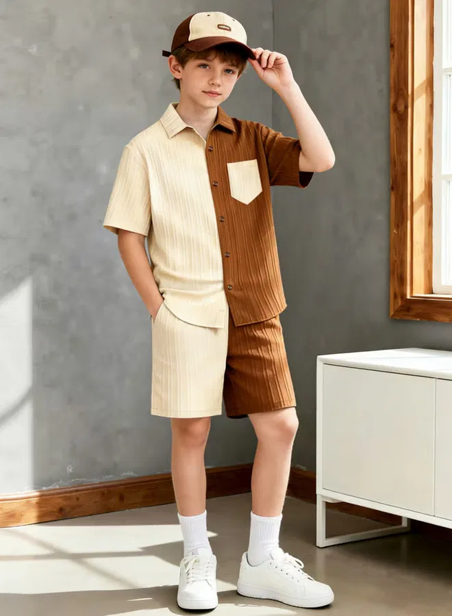 Комплект рубашка и шорты Boys color block Take Two, мультиколор — фото 3