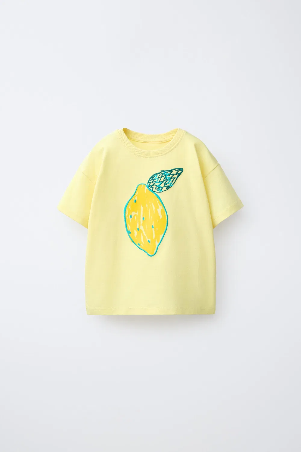 Футболка с фруктовым принтом и вышивкой ZARA, Yellow