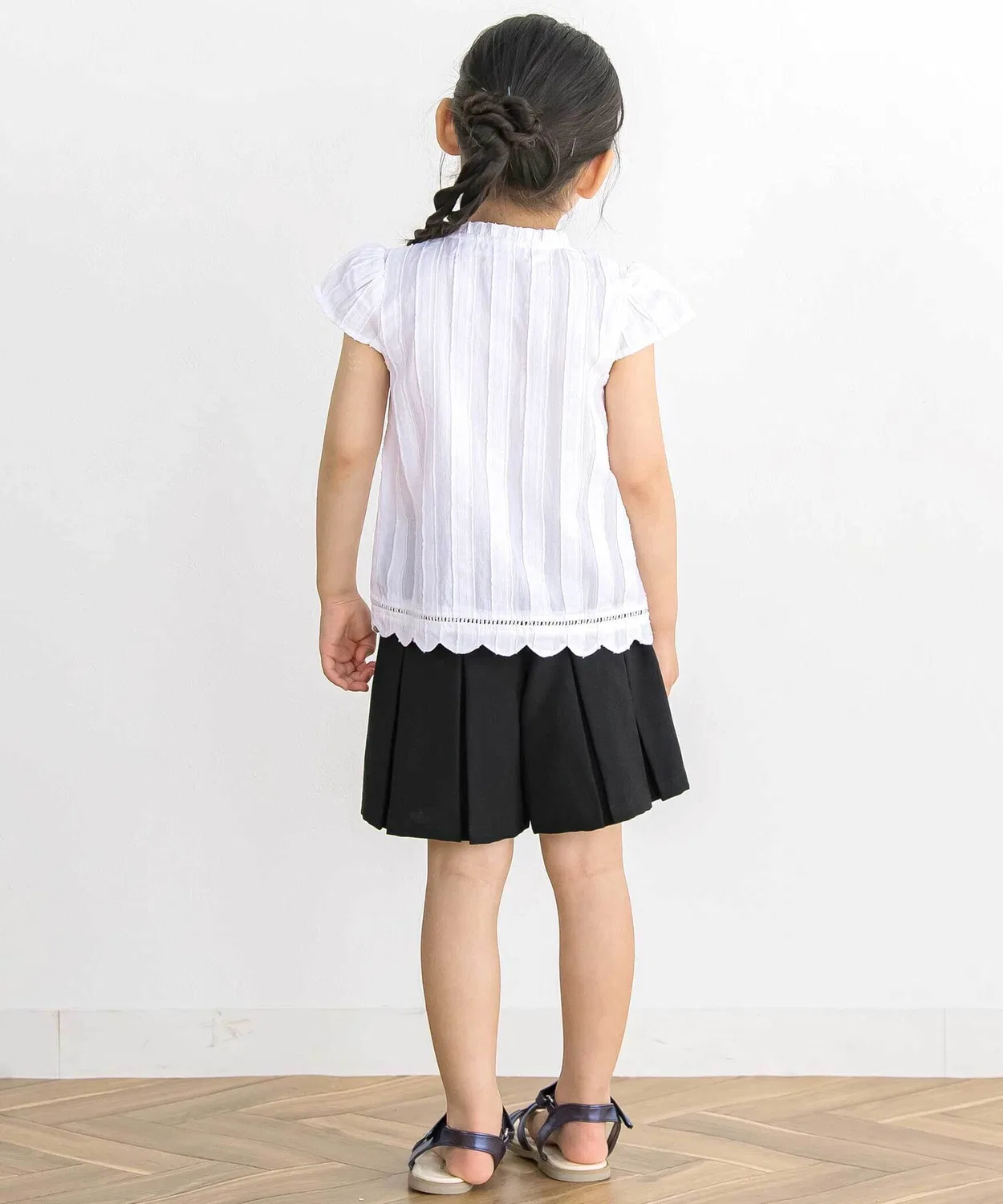 Детская блузка с объемными полосками и с баской BeBe Petits Pois Vert, Navy — фото 4