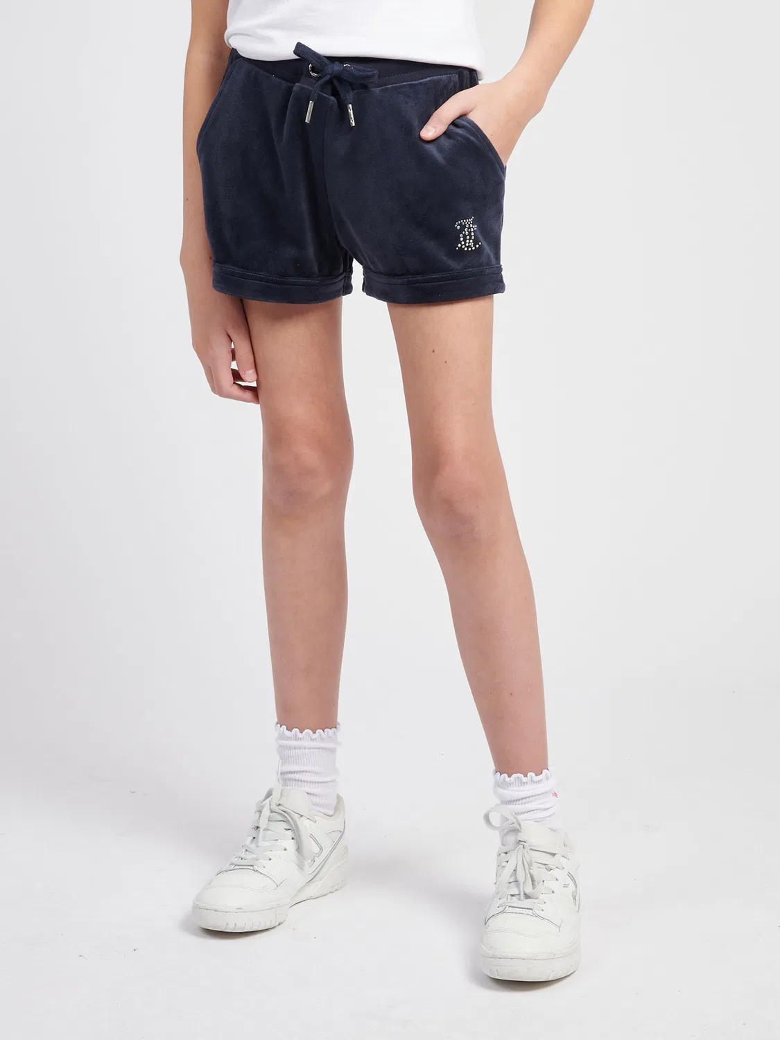 Шорты велюровые с подворотом Juicy Couture, синие