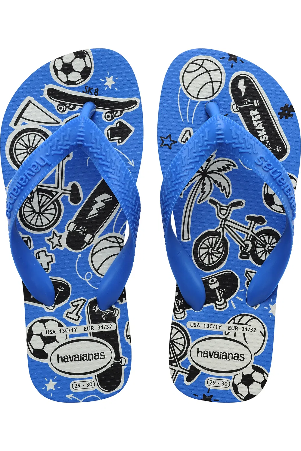 Сандалии детские с контурной стелькой Printed Footbed Havaianas, белый/синий — фото 3