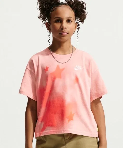 Детская футболка с коротким рукавом и принтом Boxxy Star NIKE, Salmon Pink