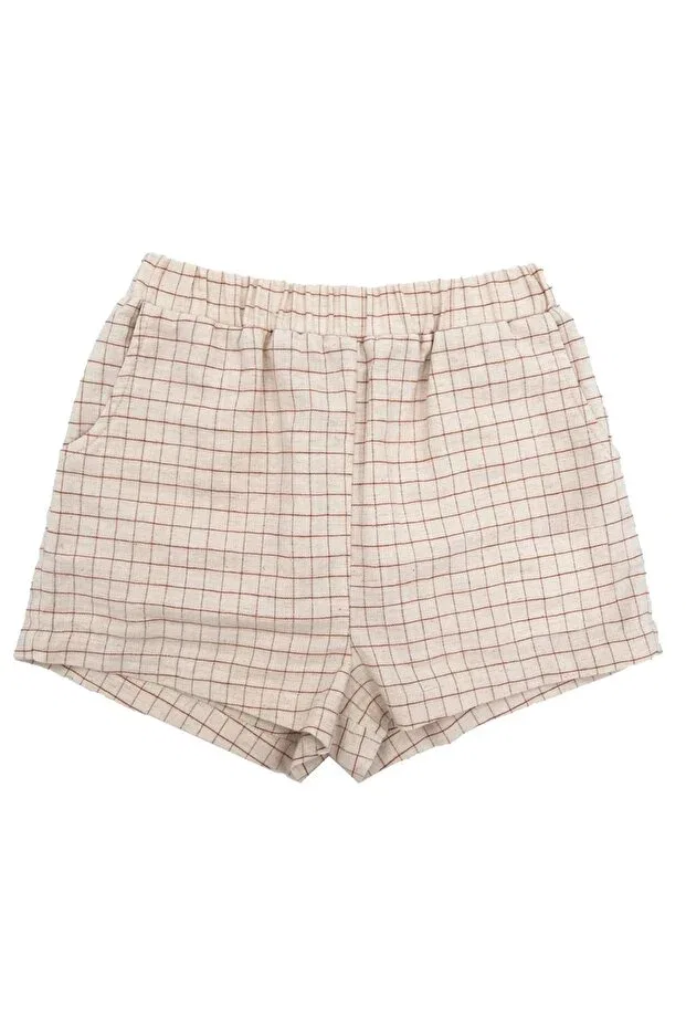 Детские шорты для девочек с рисунком Plaid patterned summer girls' shorts Ozmoz By Mukadder Özden, Beige — фото 2