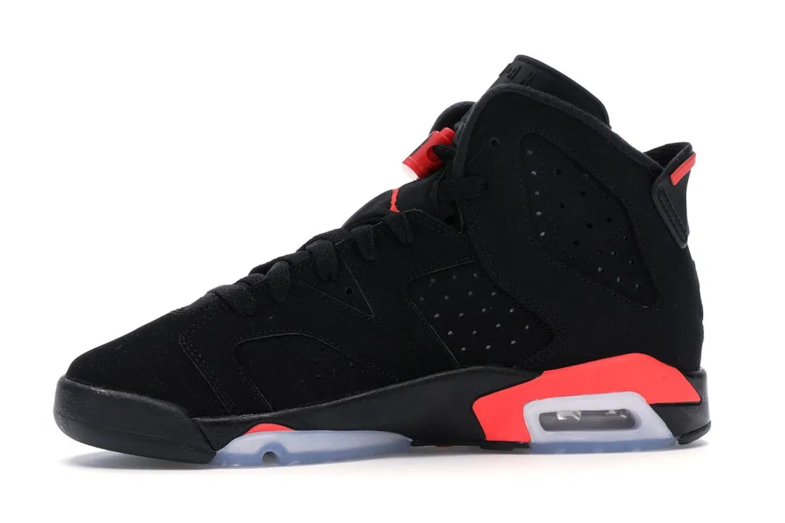 Детские кроссовки с вентиляцией Jordan 6 Retro Black Infrared 2019 GS, Black/Infrared — фото 3