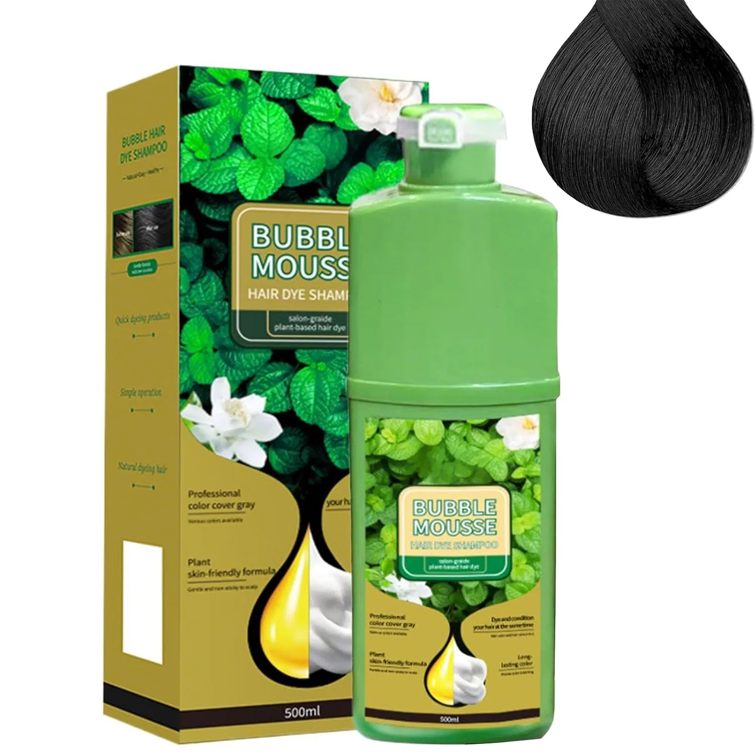 Шампунь-мусс для окрашивания волос Bubble Mousse (черный) Generisch, Black