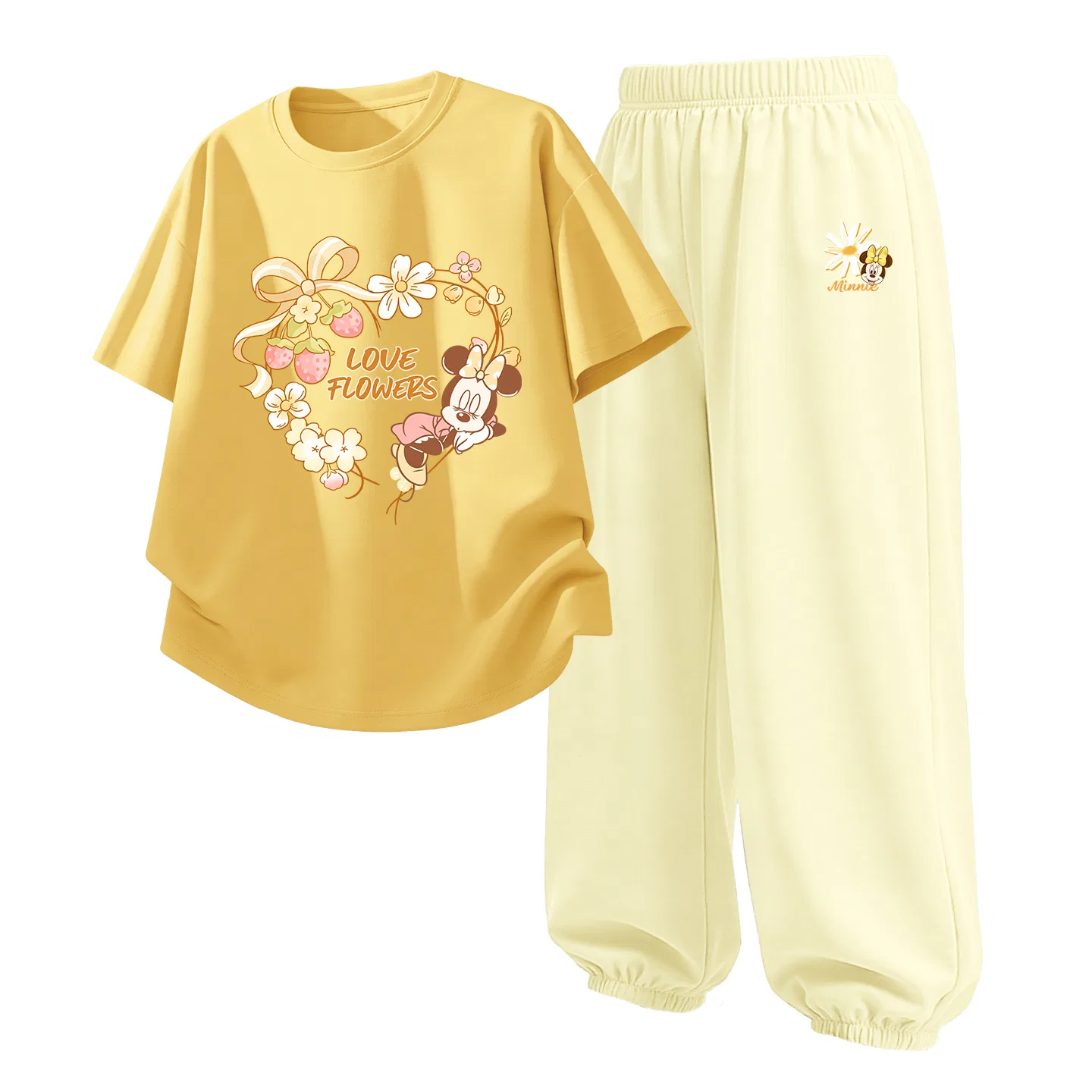 Детский спортивный костюм Casual Sportswear 2 Piece Set Disney, Di Ring Flower Cheese Yellow+Di Prosperity Flower Sunrise Yellow