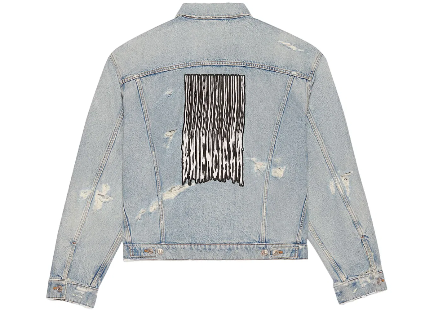 Мужская джинсовая куртка свободного кроя Balenciaga Barcode, Синий — фото 2