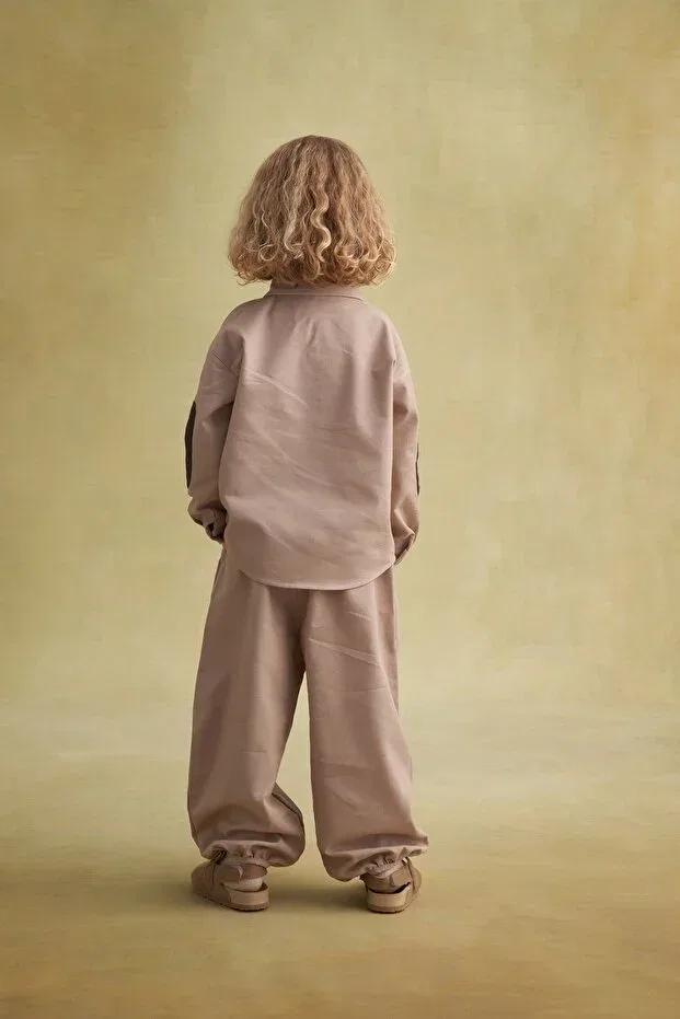 Детская рубашка для мальчиков из габардина Ebu Prive, Beige — фото 4