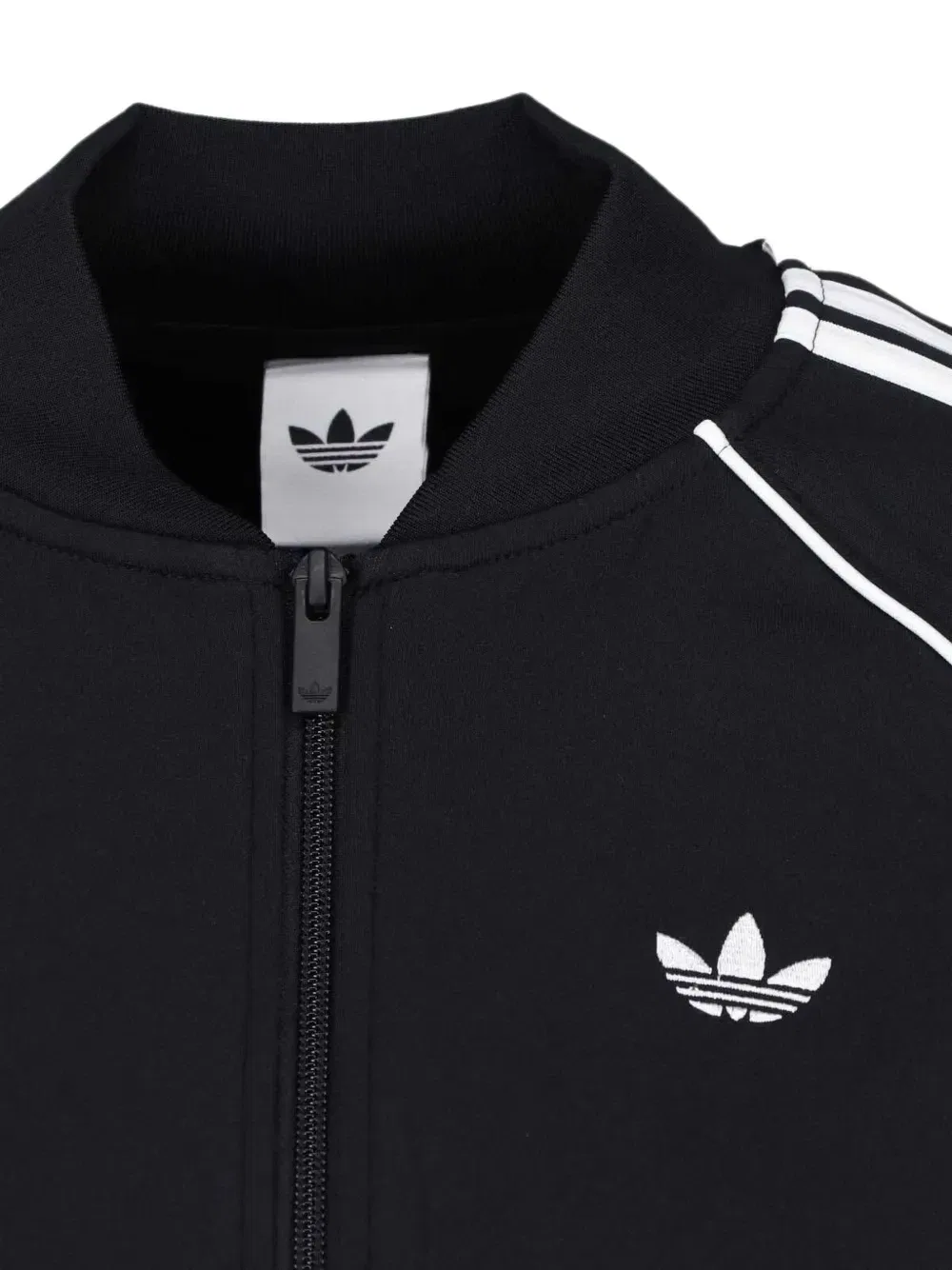 Укороченный свитшот с полосками Adidas, черный — фото 3