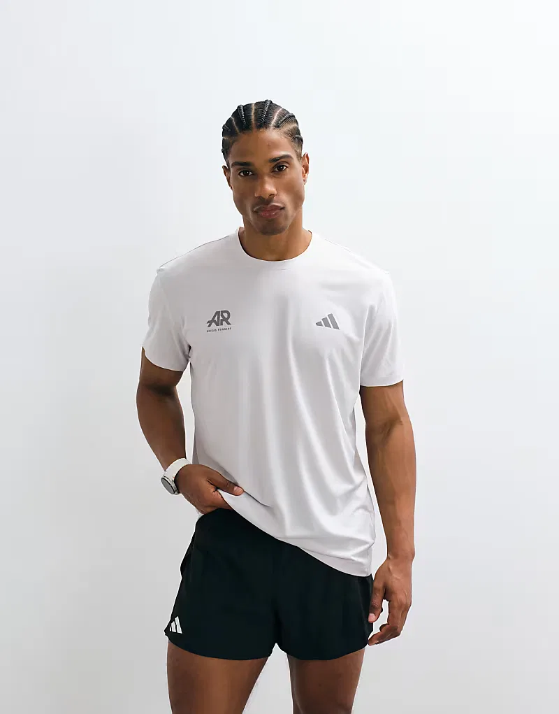 Футболка Adidas Running adi365 AR с принтом на спине, серо-розовый — фото 4