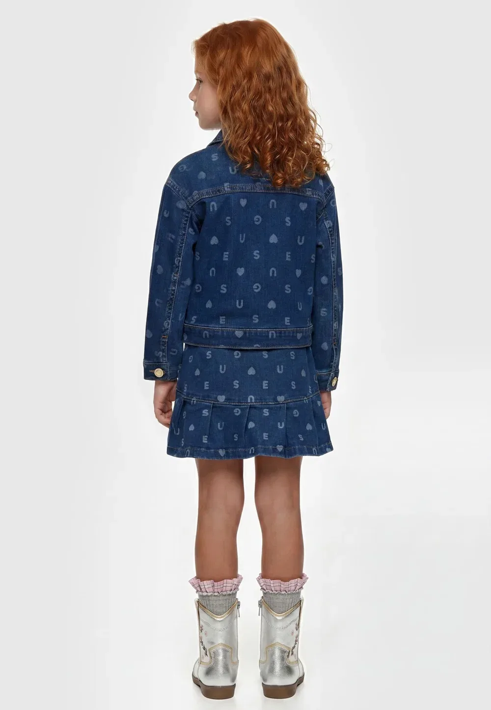 Джинсовая куртка с логотипом durchgehend Bedrucktem - джинсовая куртка Guess, Blau — фото 3