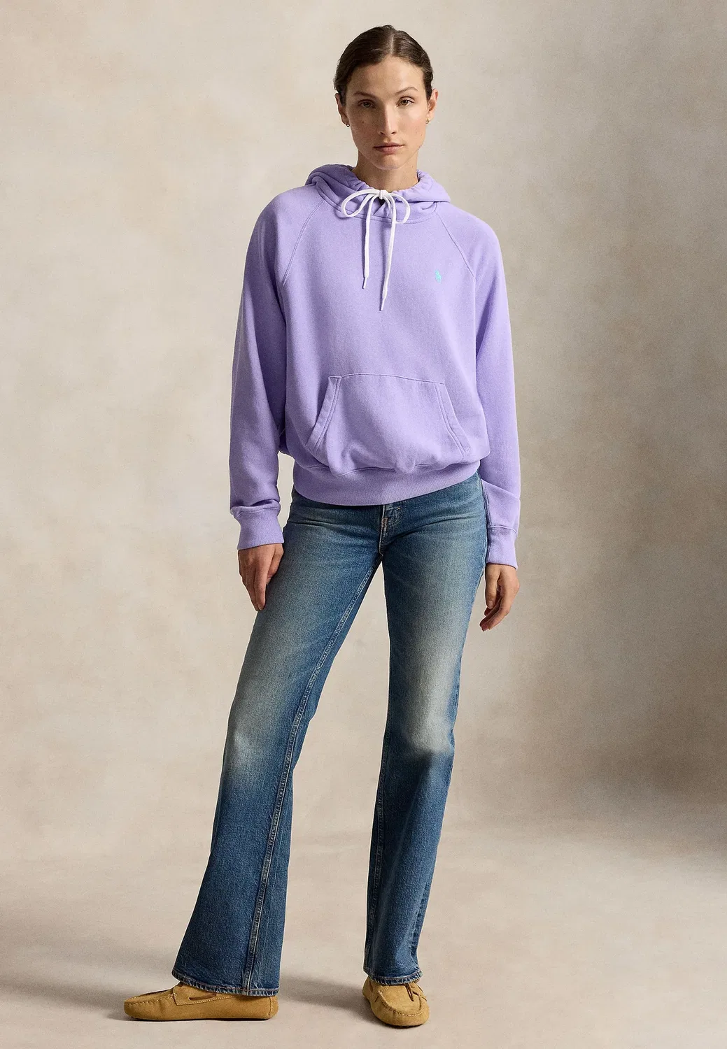 Укороченная легкая флисовая толстовка - худи Polo Ralph Lauren, Cruise Lavender — фото 2