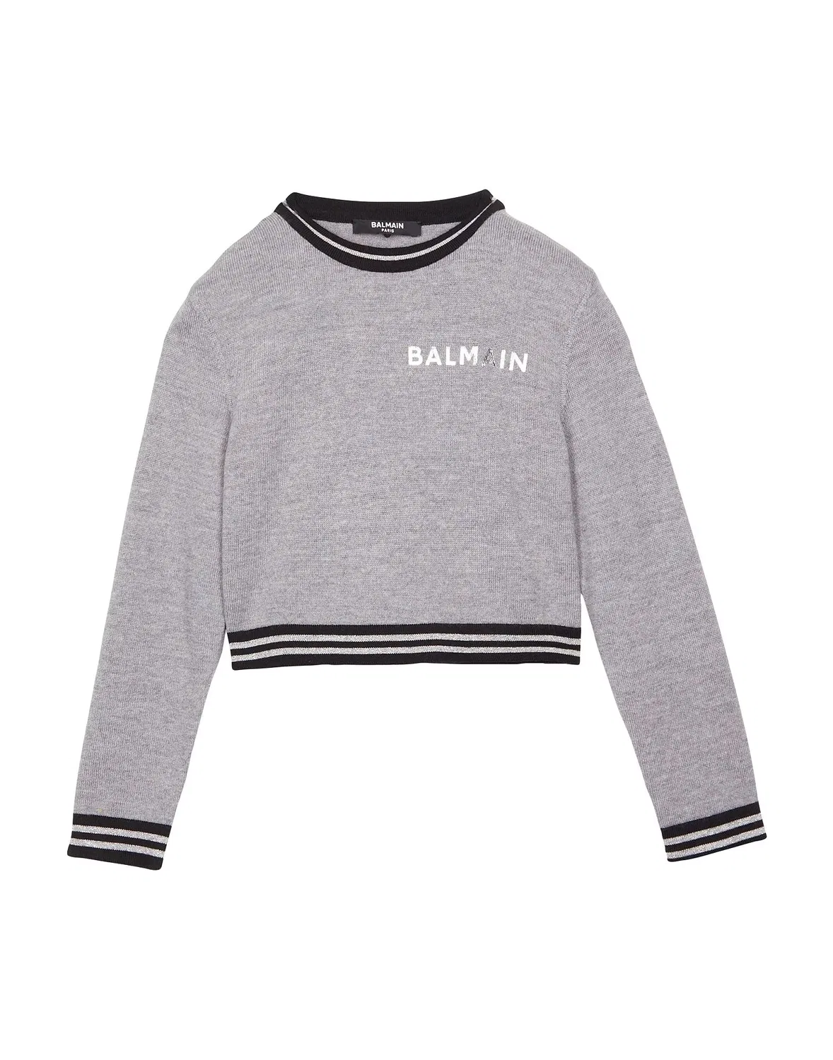 Джемпер с воротником-хомутом из шерсти Balmain, серый