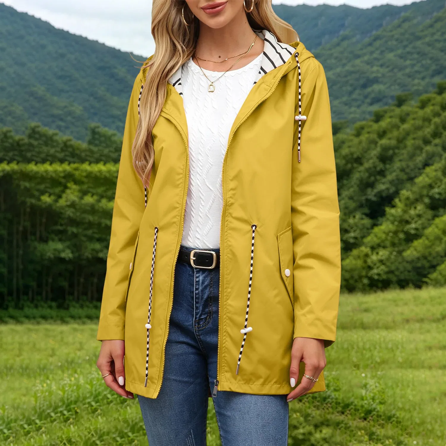 Женская ветровка с капюшоном из софтшелла, Giallo — фото 2