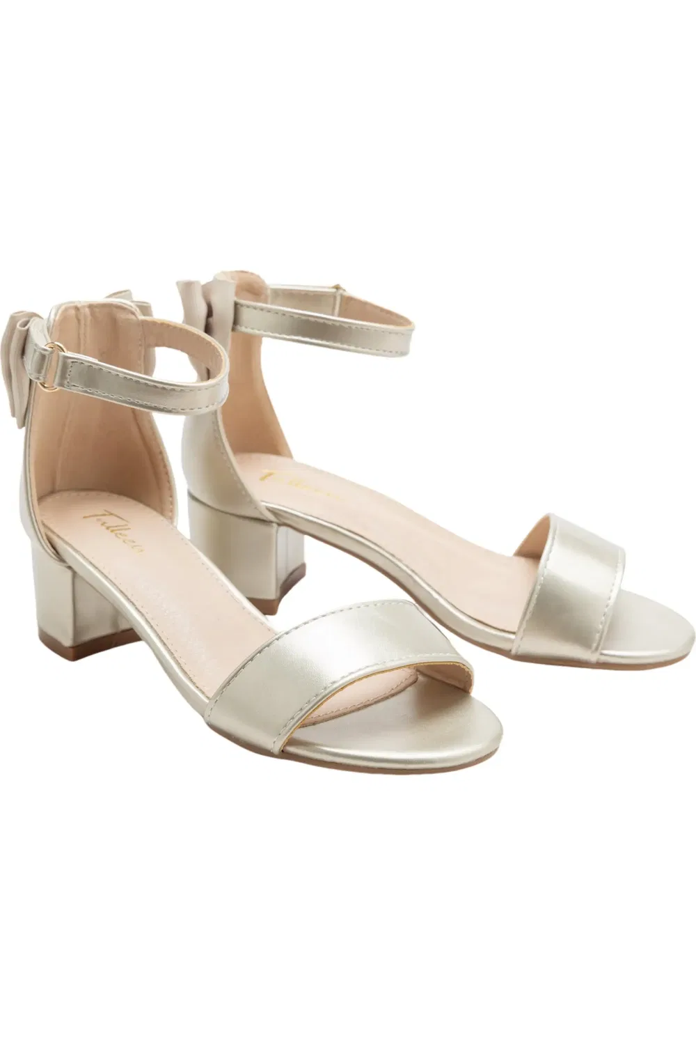 Сандалии детские на низком каблуке Satin Banded Block Heels Tulleen, Gold