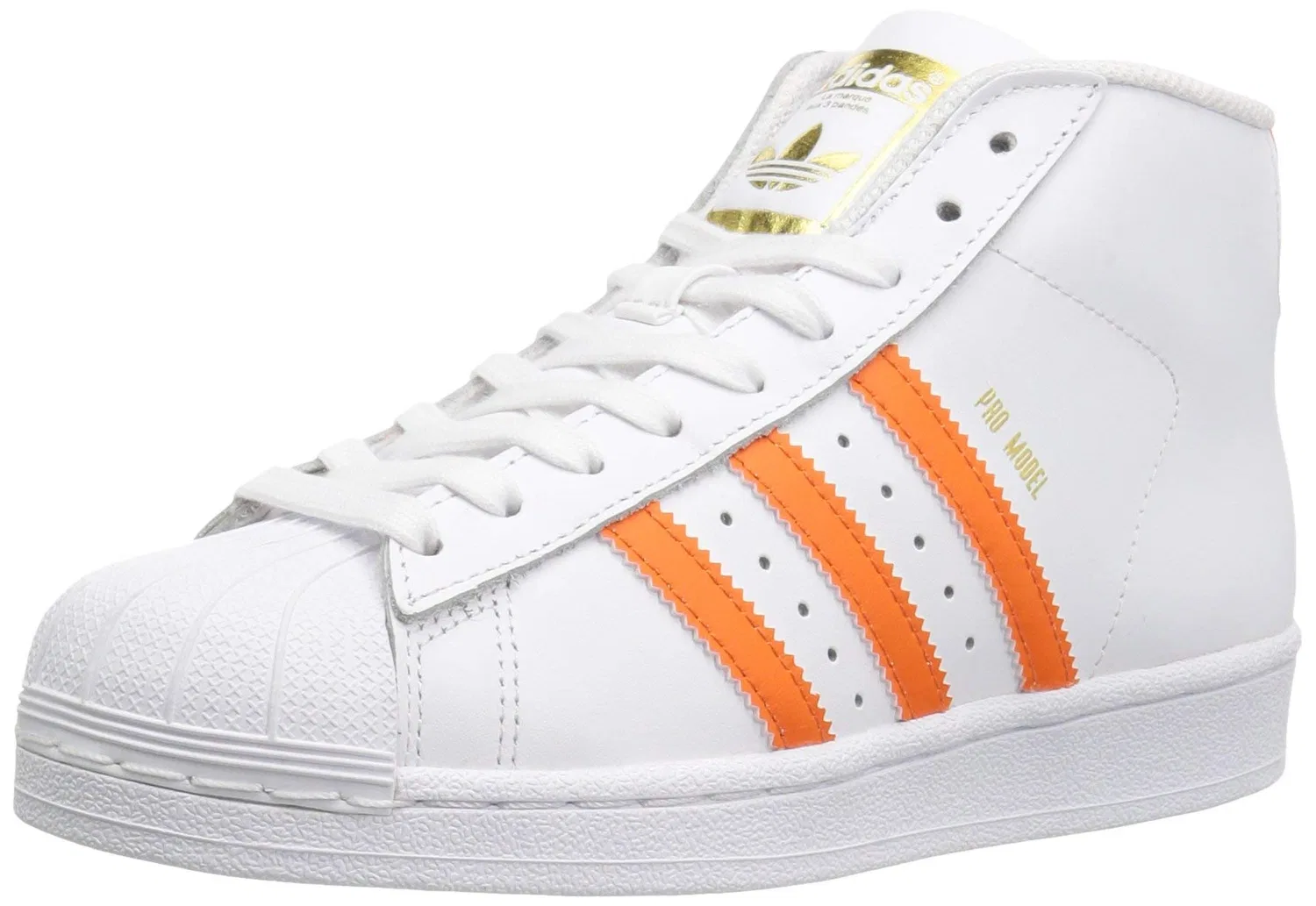 Детские кроссовки для мальчиков кожаные Pro Model J Adidas Originals, White Energy Orange Metallic Gold